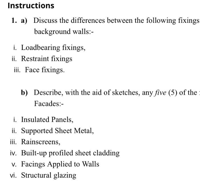 Instructions 1. a) Discuss the differences
