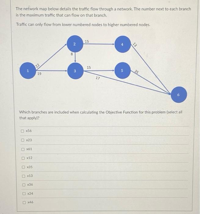 The network map below details the traffic flow