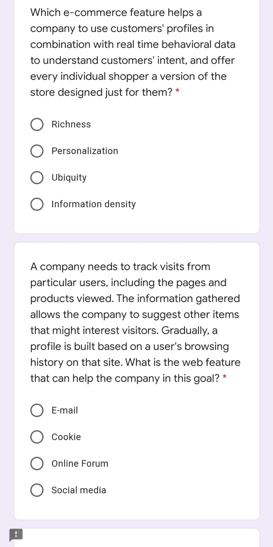 Which e-commerce feature helps a company to use