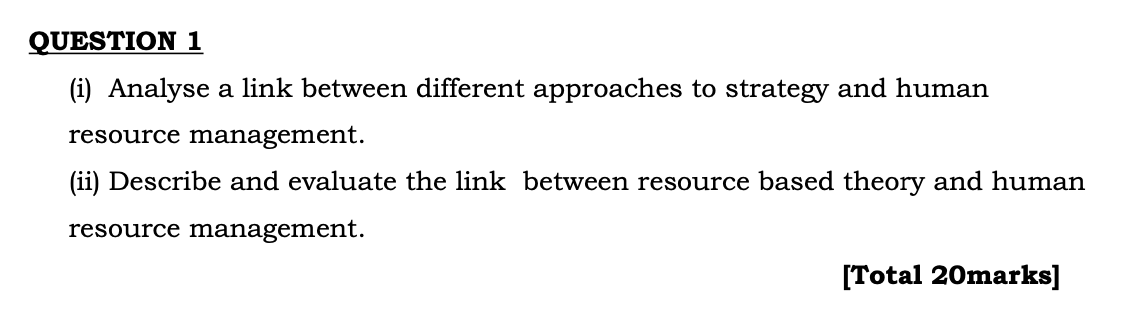 QUESTION 1 (i) Analyse a link between different