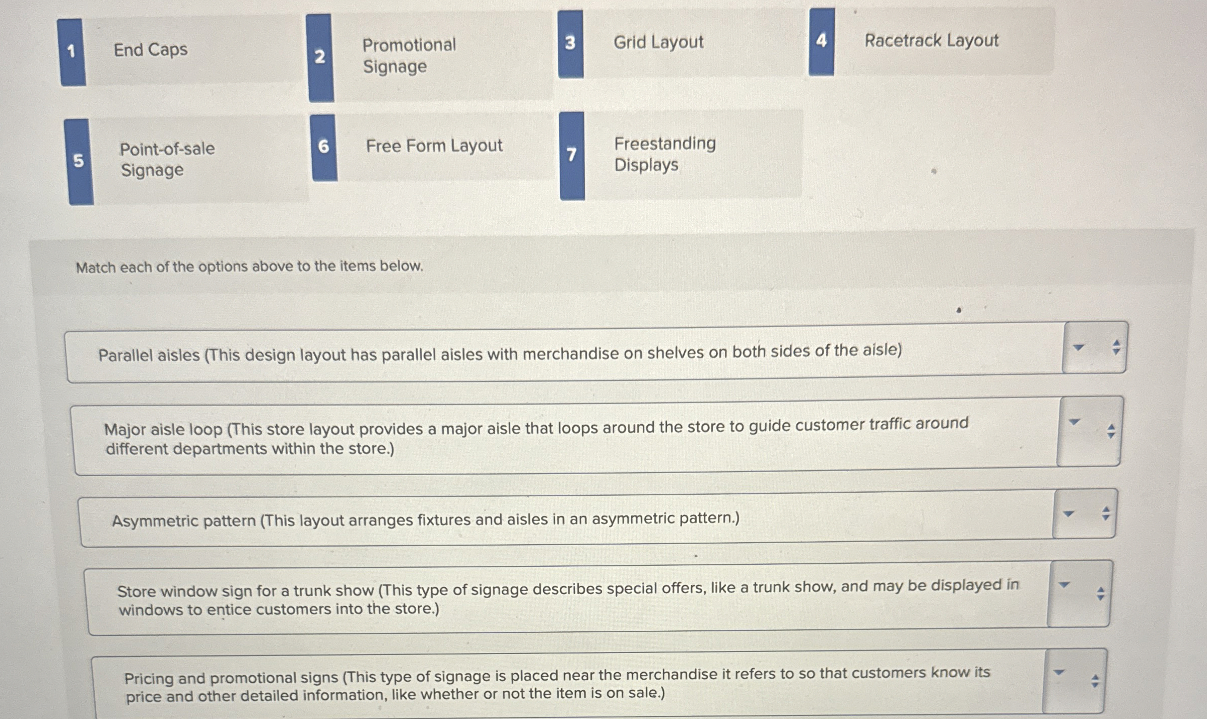 1 End Caps 2 Promotional 3 Grid Layout Racetrack