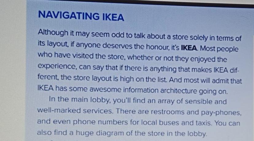 ans these questions NAVIGATING IKEA Although it