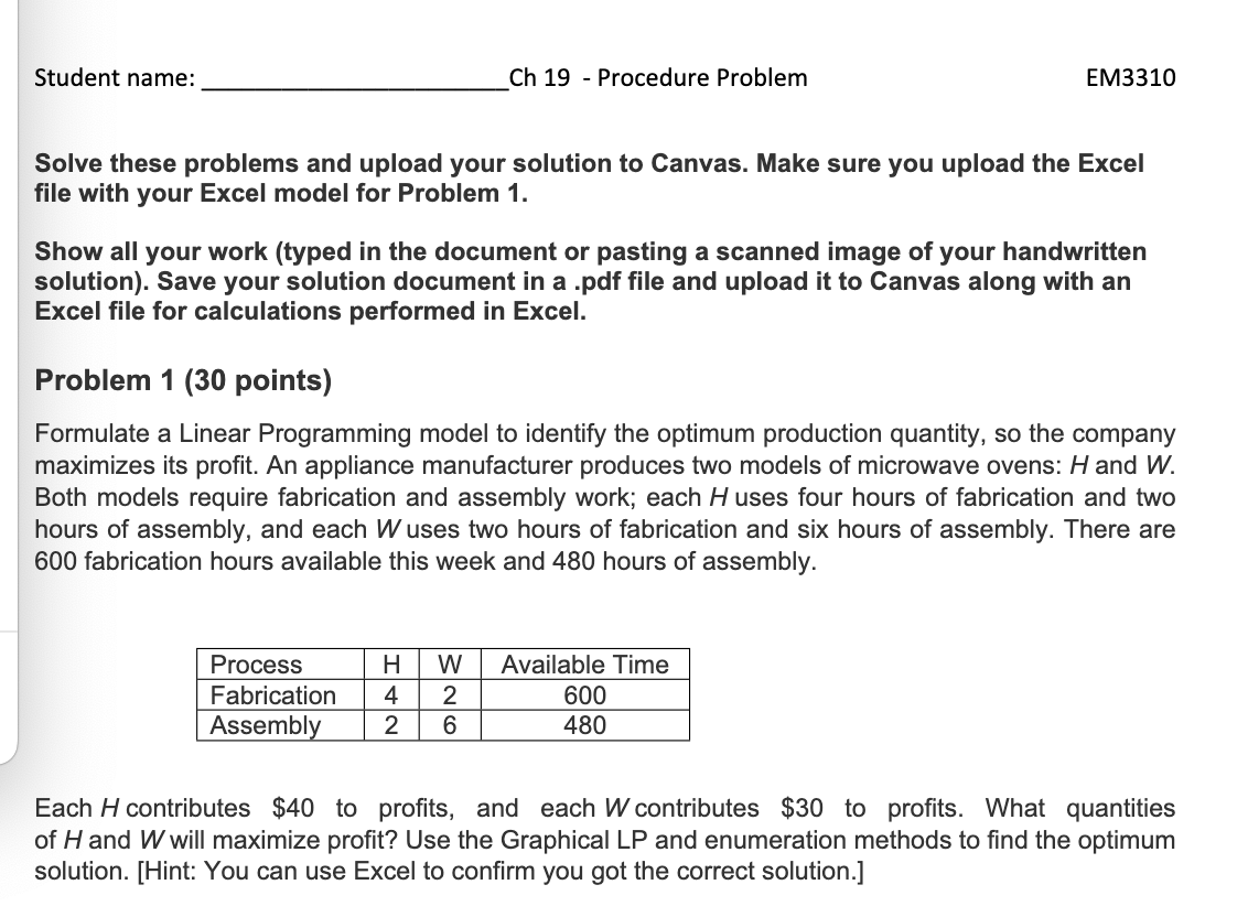Student name: Ch 1 9 - Procedure Problem EM 3 3 1