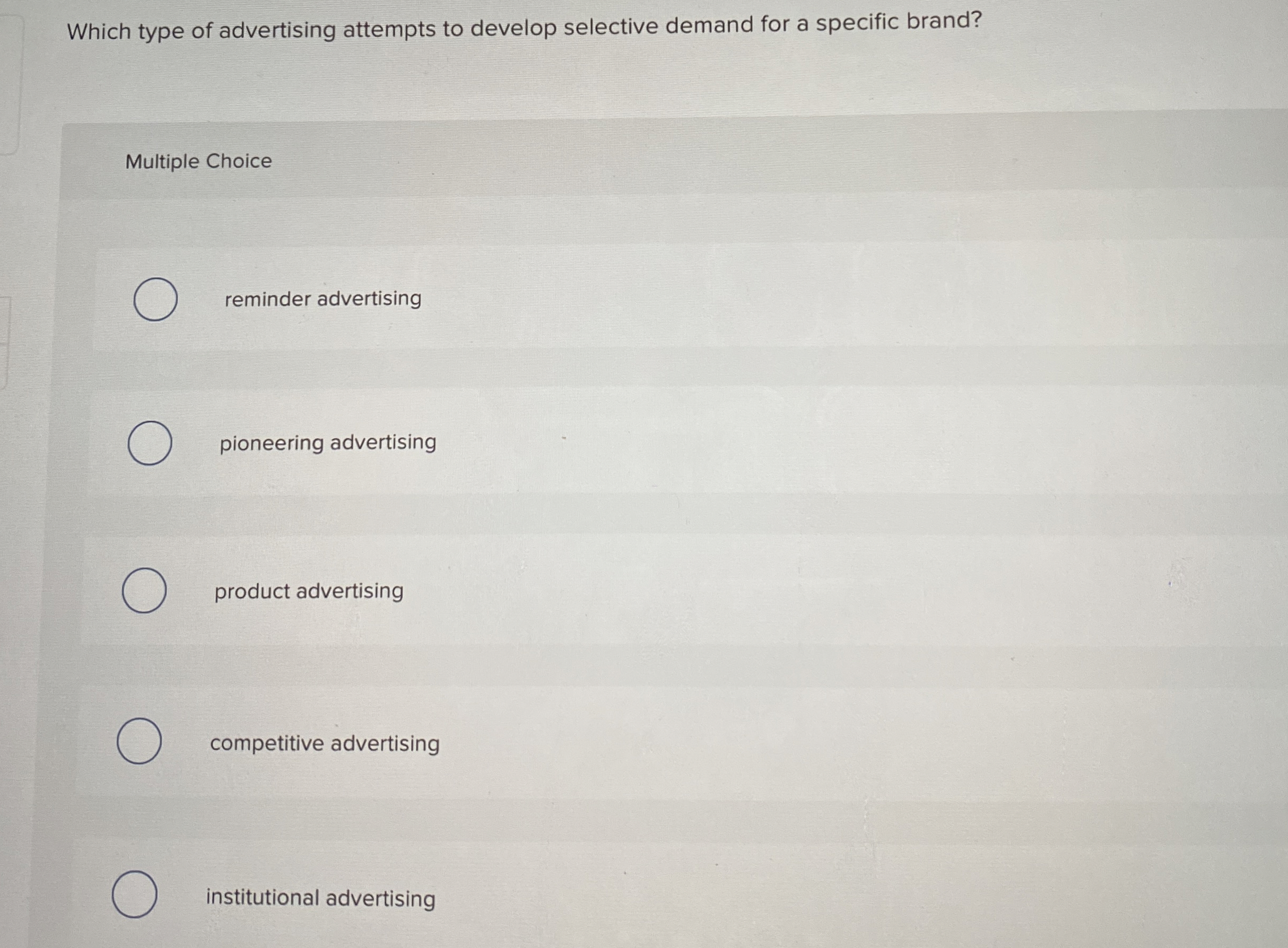 Which type of advertising attempts to develop