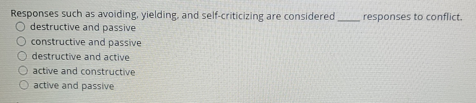 Responses such as avoiding, yielding, and self -