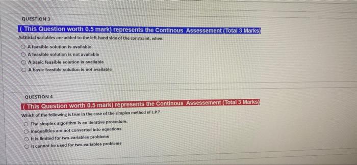 QUESTION 1 This Question worth 0.5 mark)