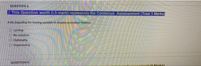 QUESTION 1 This Question worth 0.5 mark)