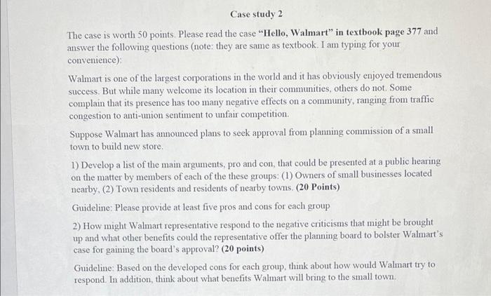 Case study 2 The case is worth 50 points Please