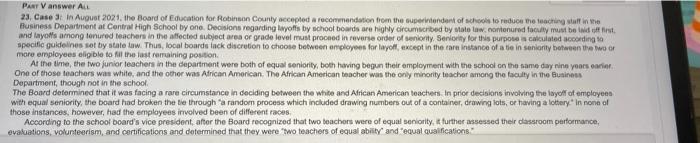 PANT V answer ALL 23. Case in August 2021, the