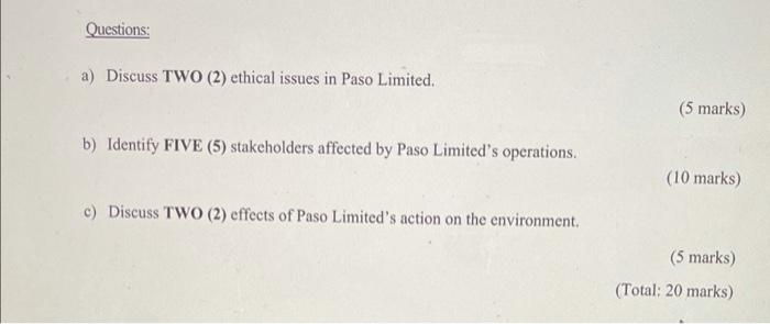 b Paso Limited Paso Limited is a big firm located