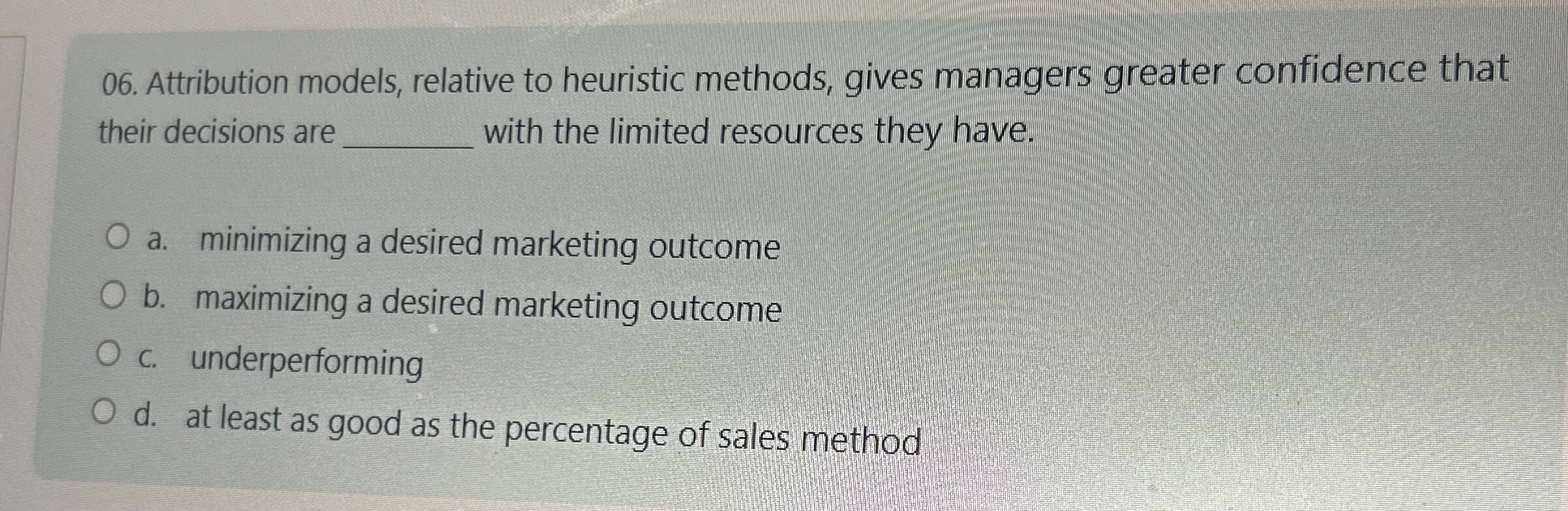 Attribution models, relative to heuristic
