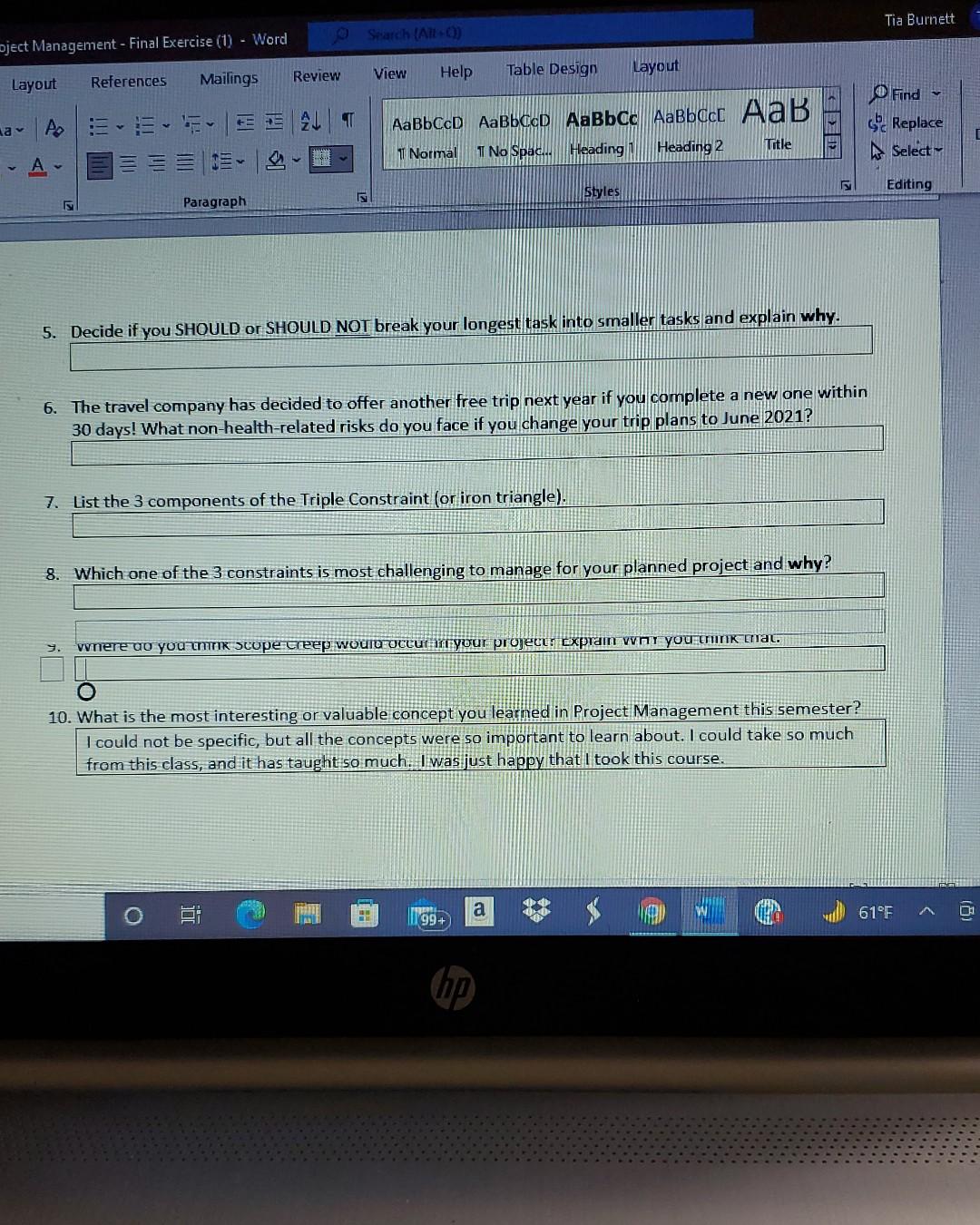 please help me t Management - Final Exercise (1)