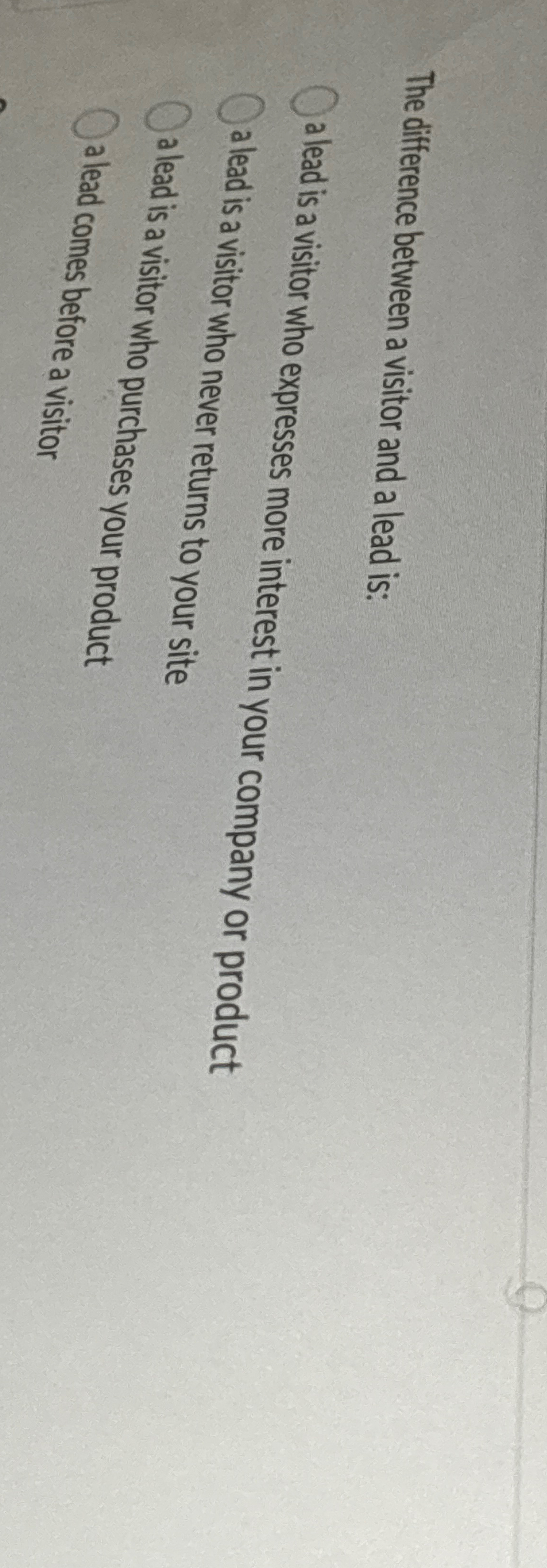 The difference between a visitor and a lead is: