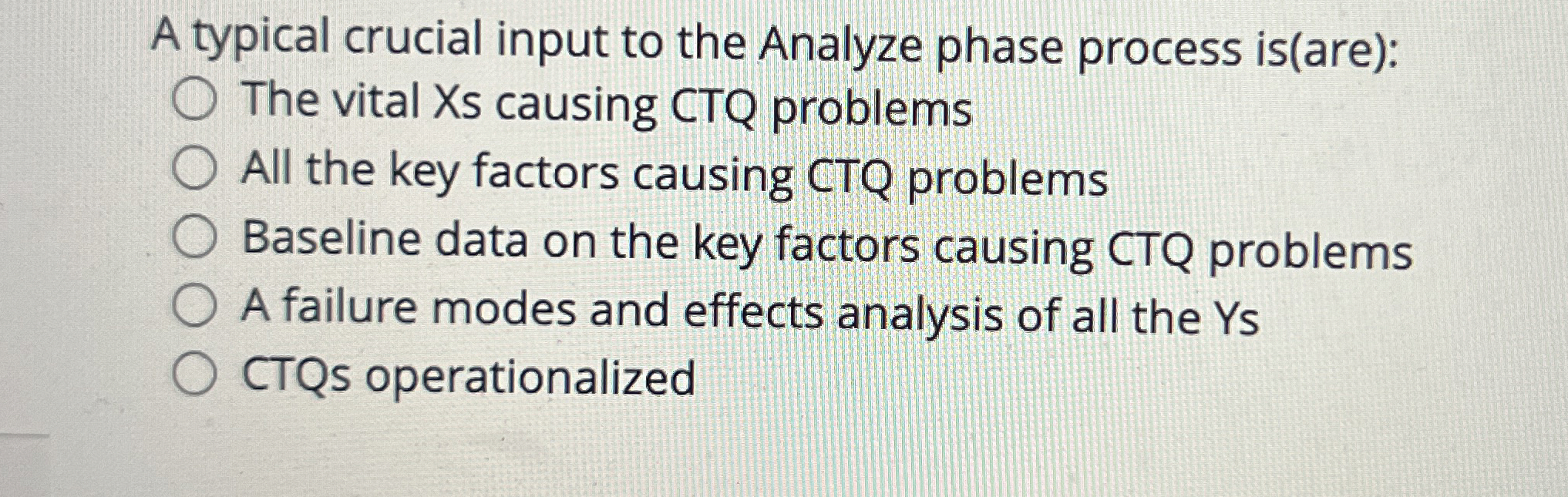 A typical crucial input to the Analyze phase