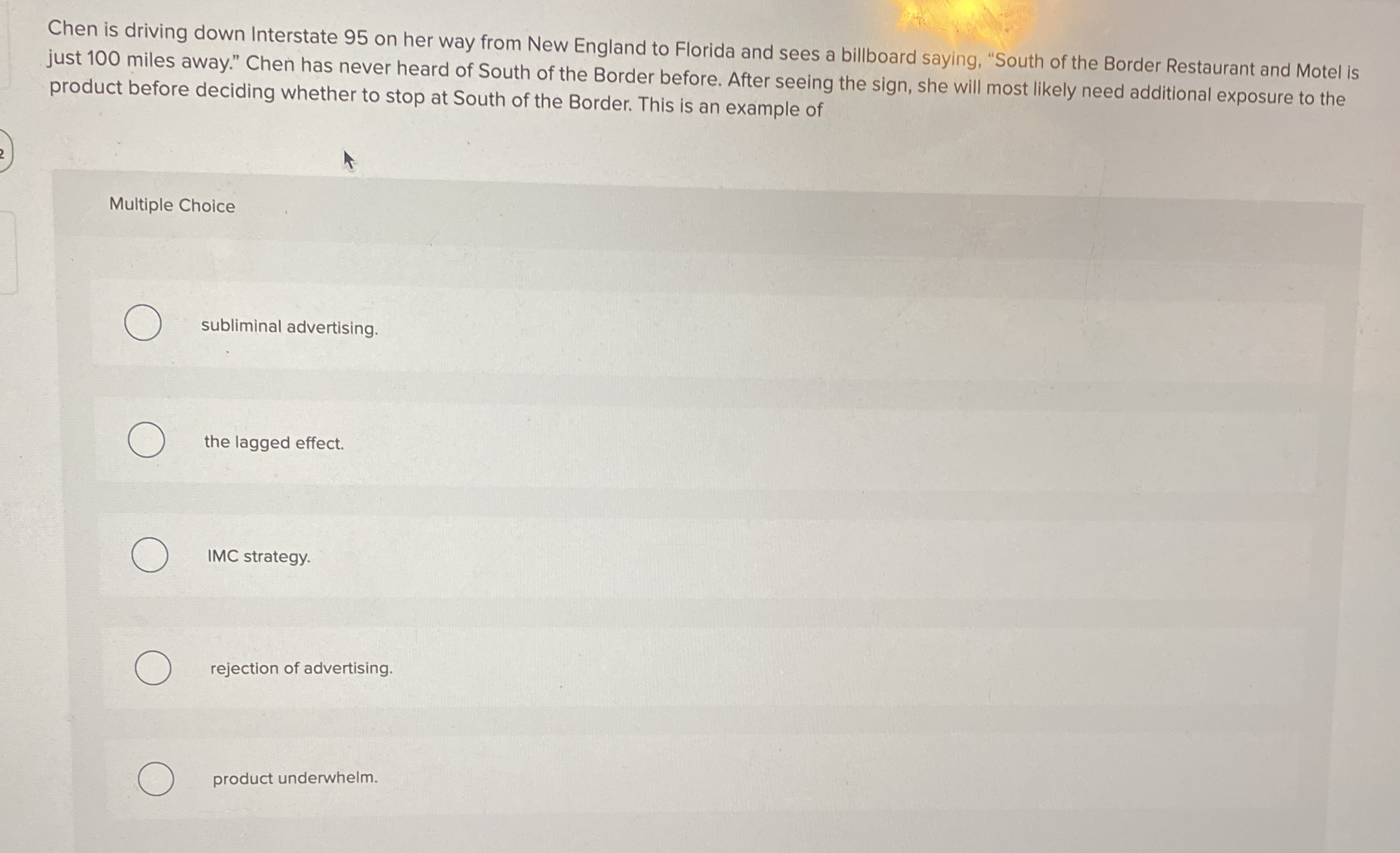 Chen is driving down Interstate 9 5 on her way