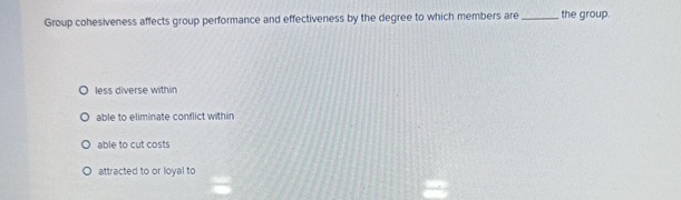 Group cohesiveness affects group performance and