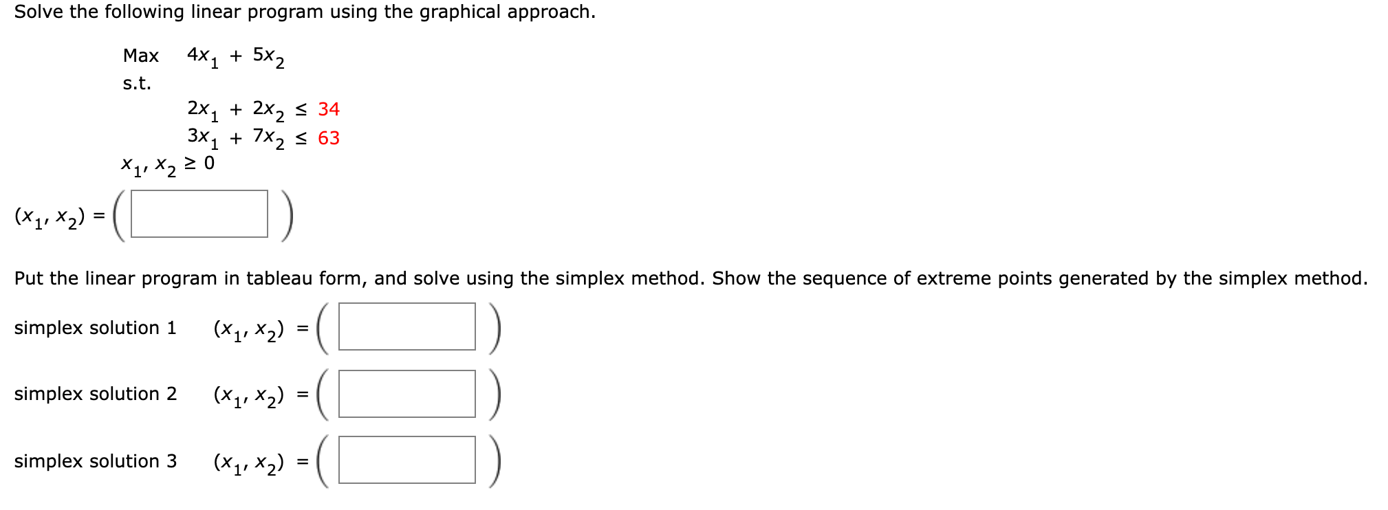 Solve the following linear program using the