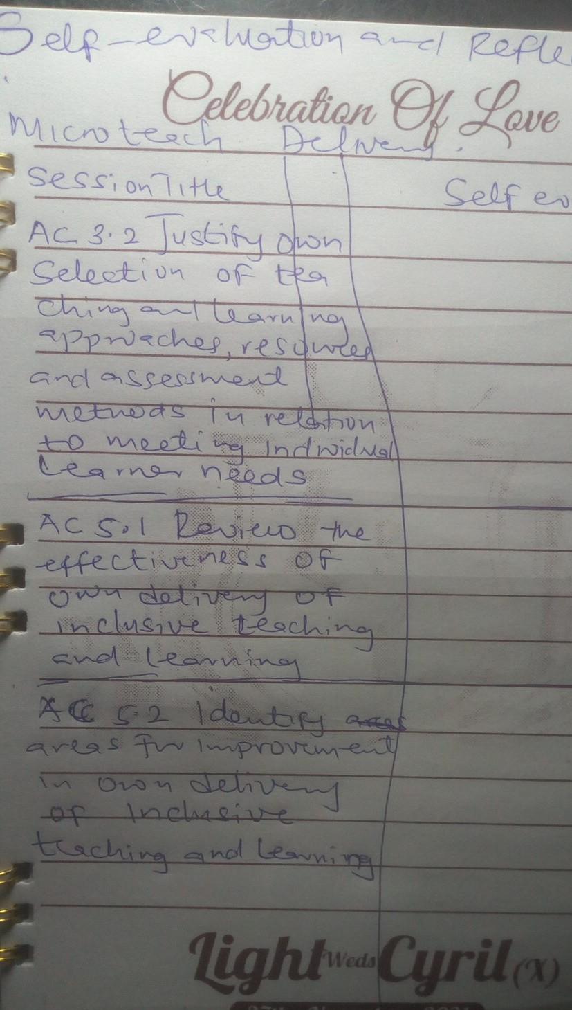 This is Self evaluation and Reflection of