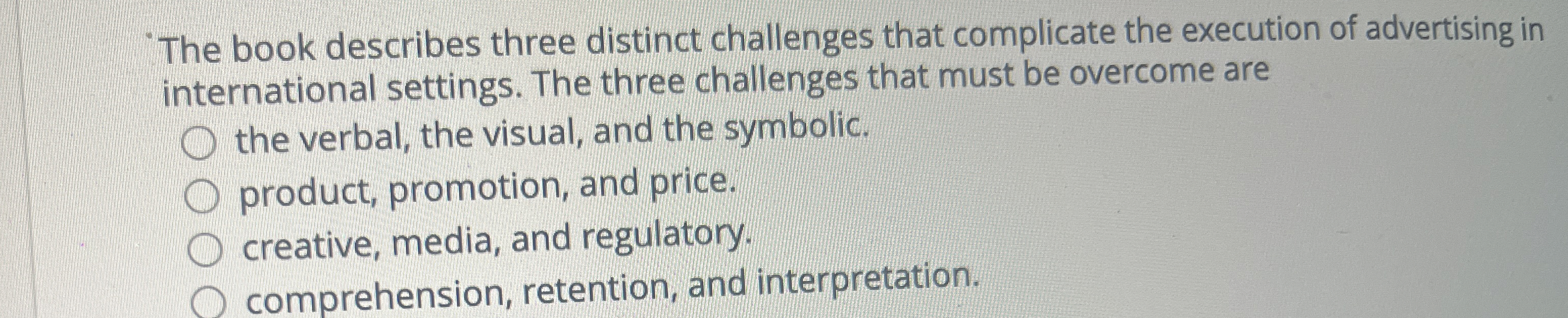 The book describes three distinct challenges that