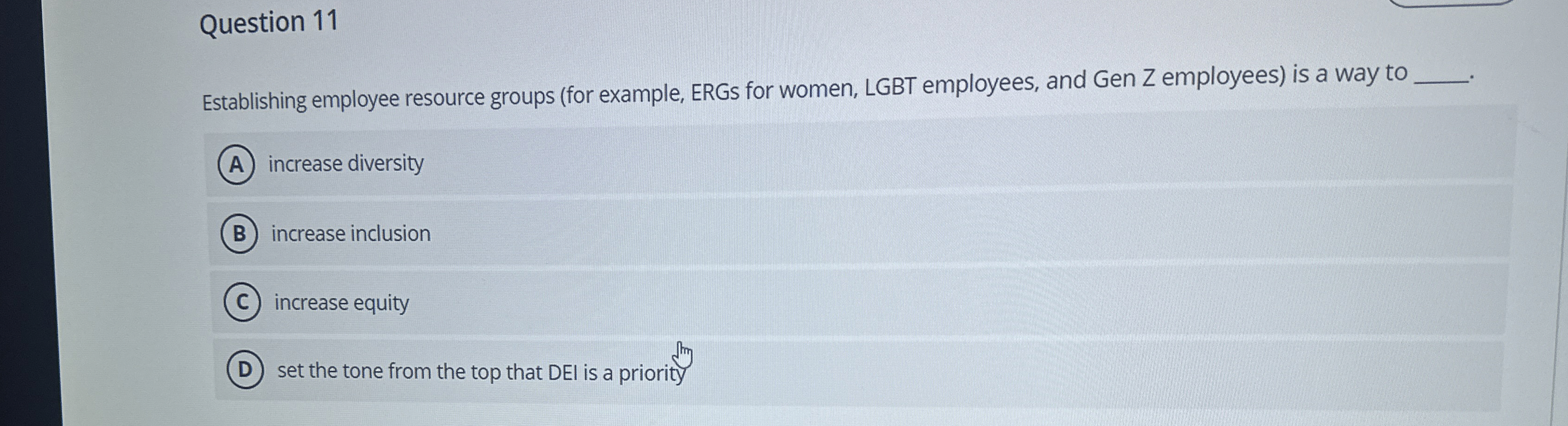 Question 1 1 Establishing employee resource
