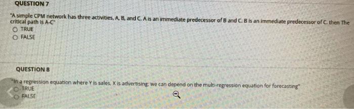 QUESTION 7 "A simple CPM network has three