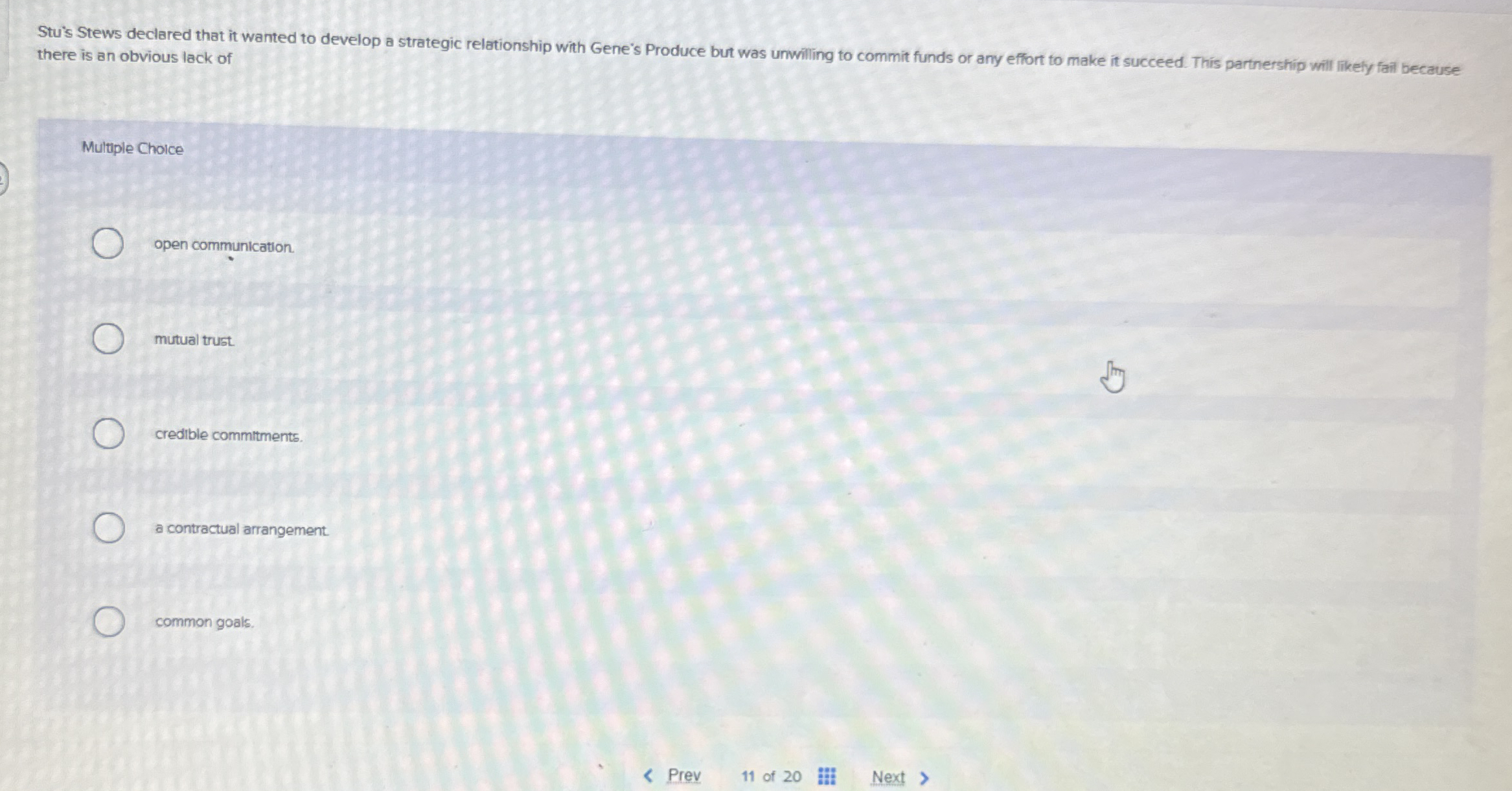 Stu's Stews declared that it wanted to develop a