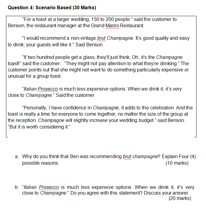 Question 4: Scenario Based (30 Marks) "For a