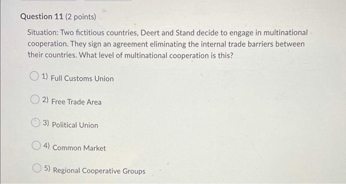 Question 11 (2 points) Situation: Two fictitious