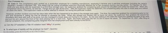 PARY Vanswer ALL 25. Case 5: The complaining