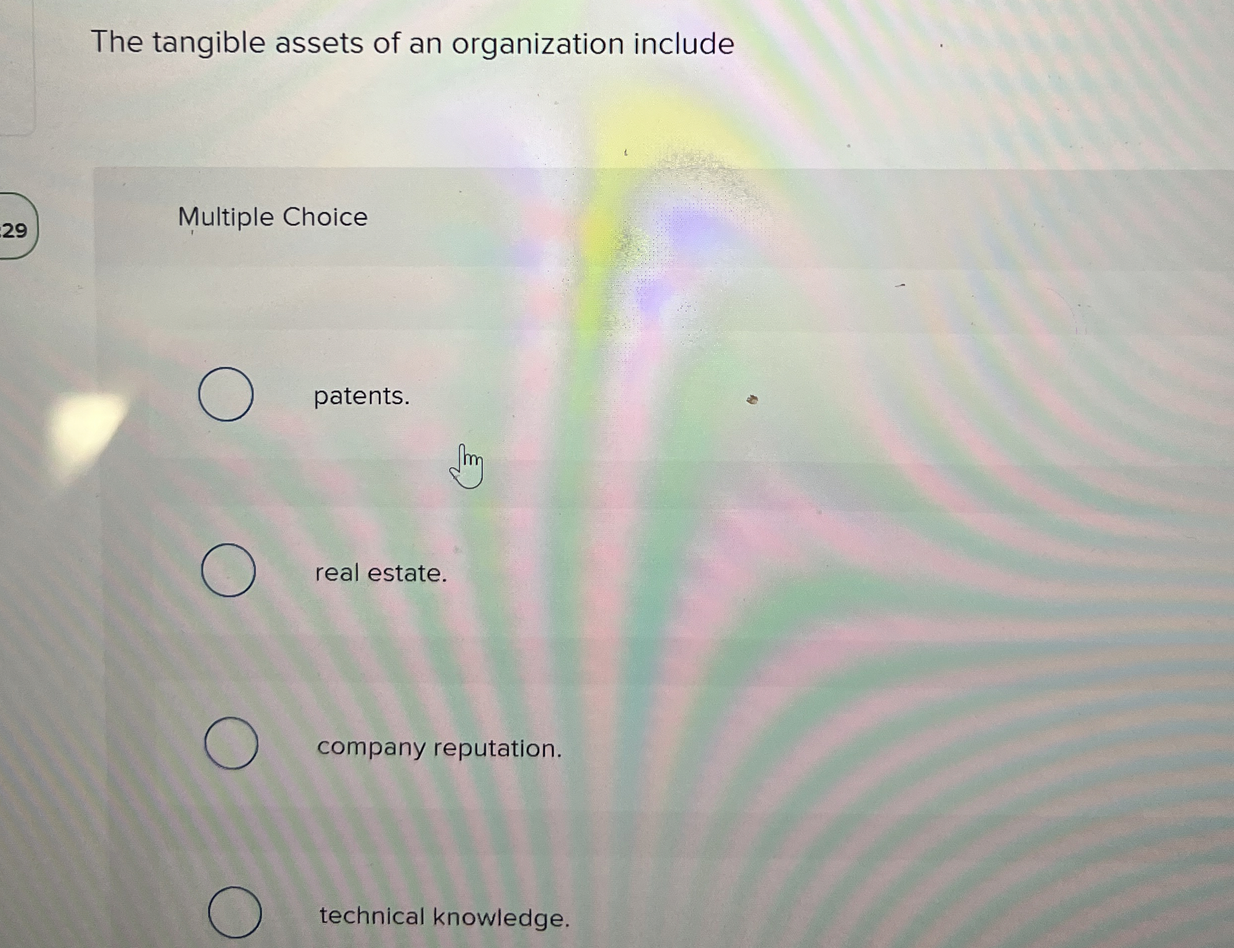 The tangible assets of an organization include