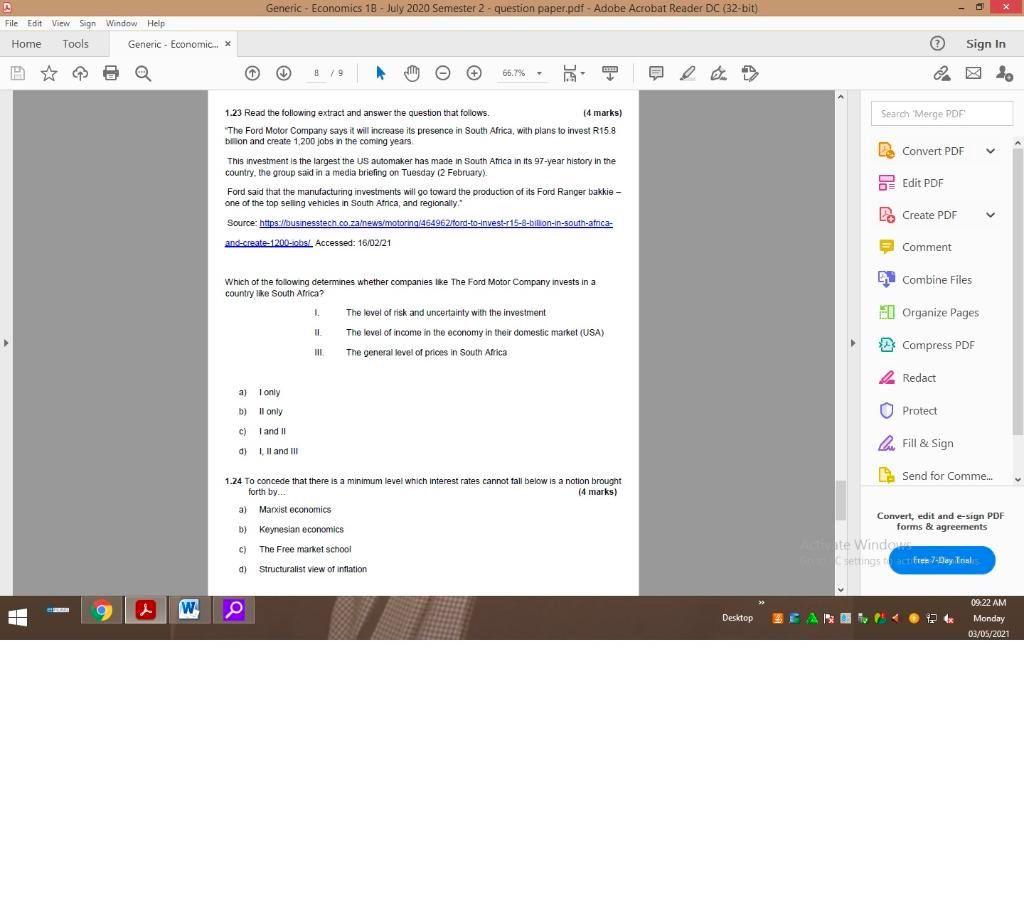 Generic - Economics 18 - July 2020 Semester 2 -
