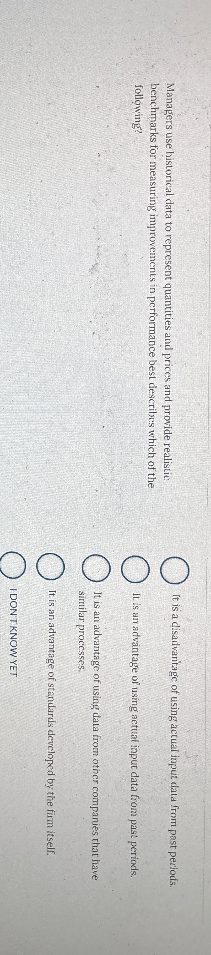 Managers use historical data to represent