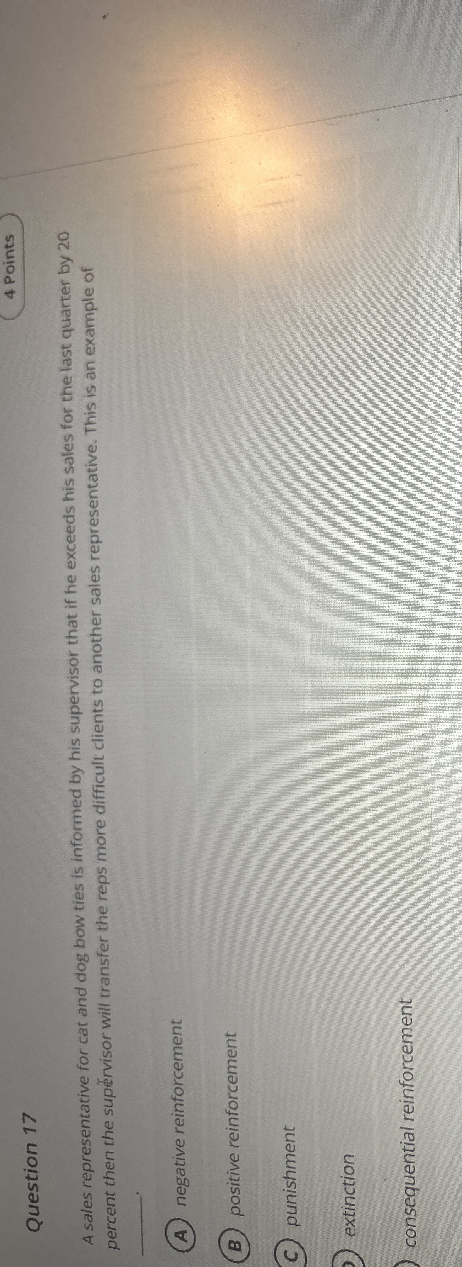 Question 1 7 A sales representative for cat and