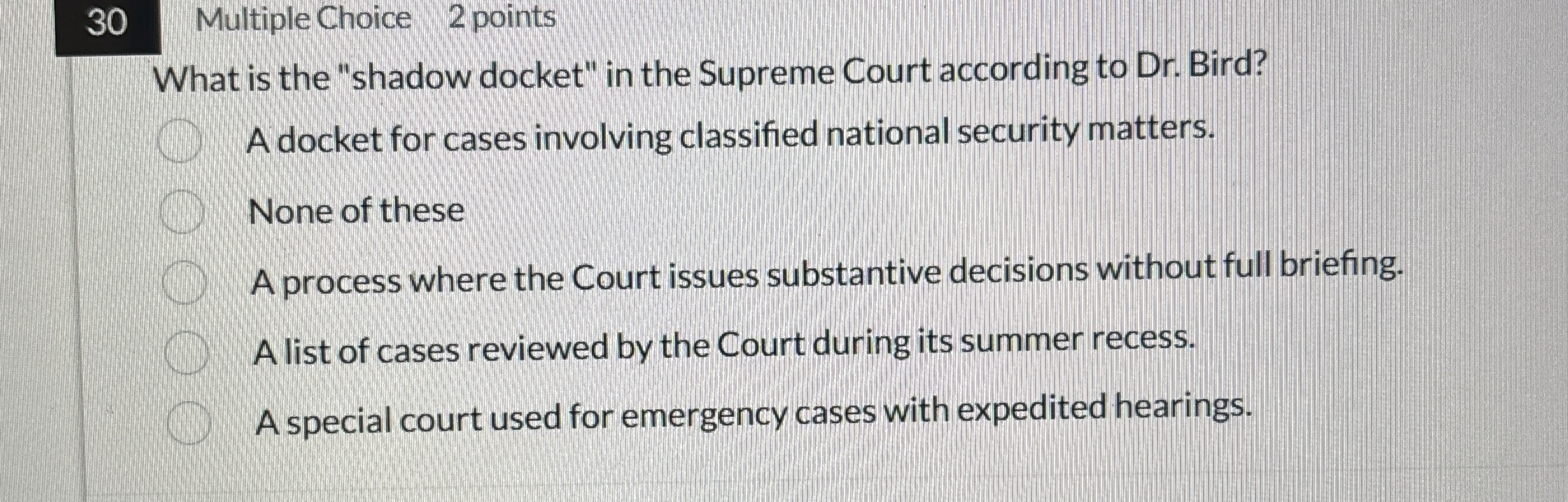 3 0 Multiple Choice 2 points What is the "shadow