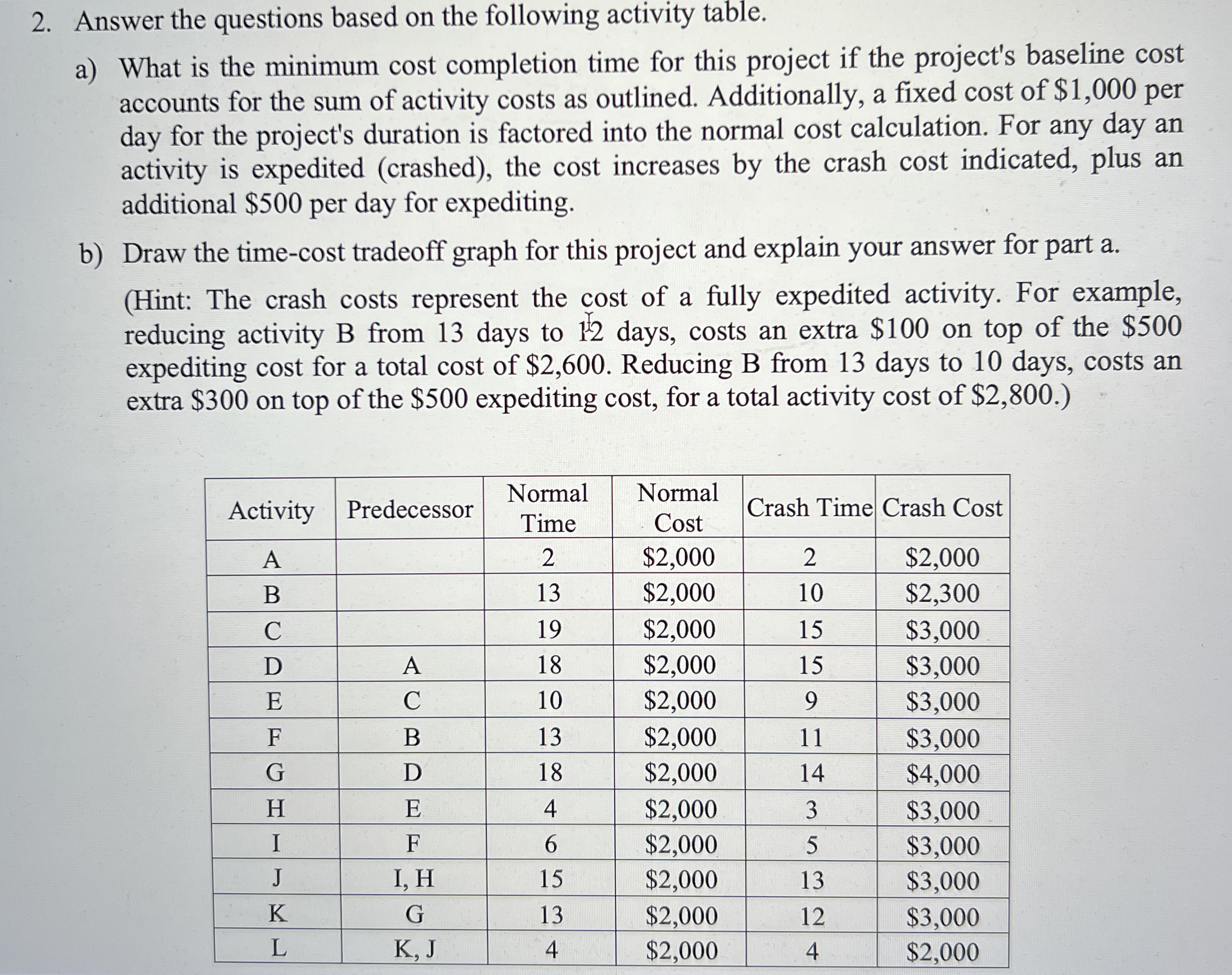 Answer the questions based on the following