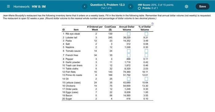 3 Homework: HW B: IM Question 5, Problem 12.3 HW