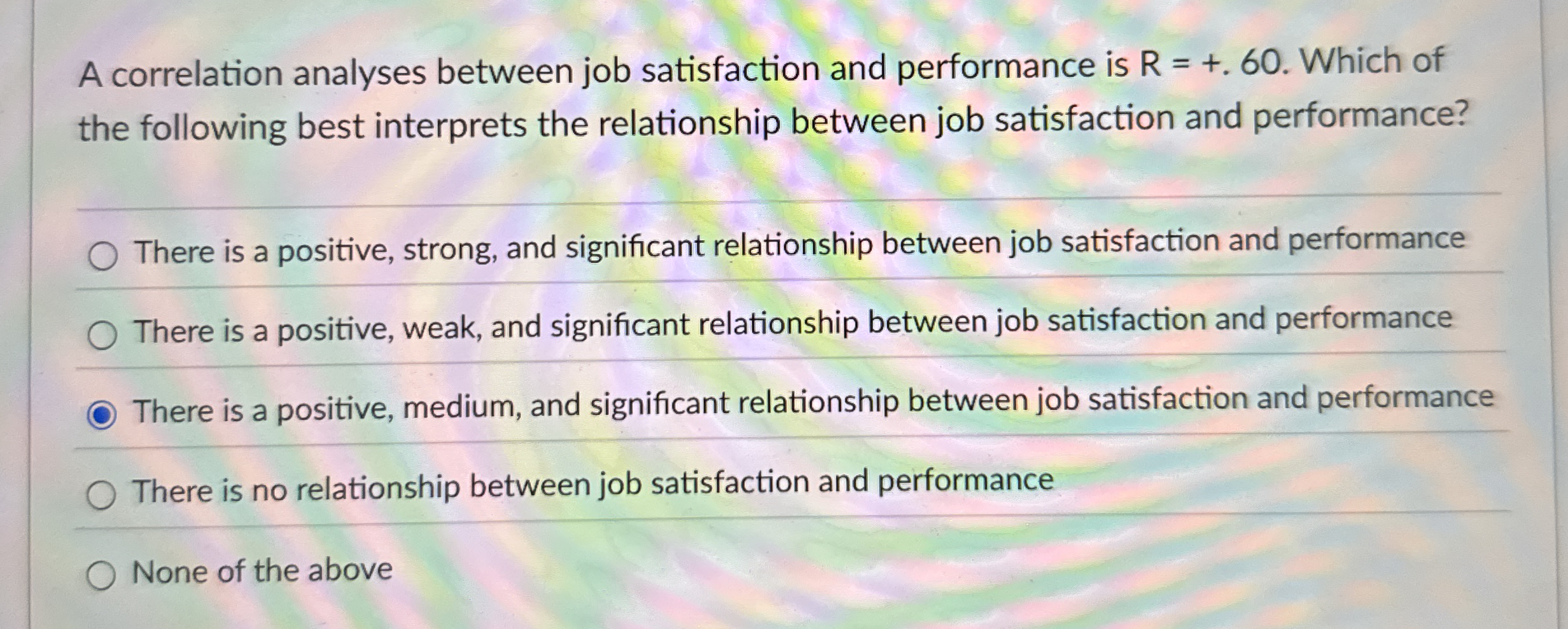 A correlation analyses between job satisfaction