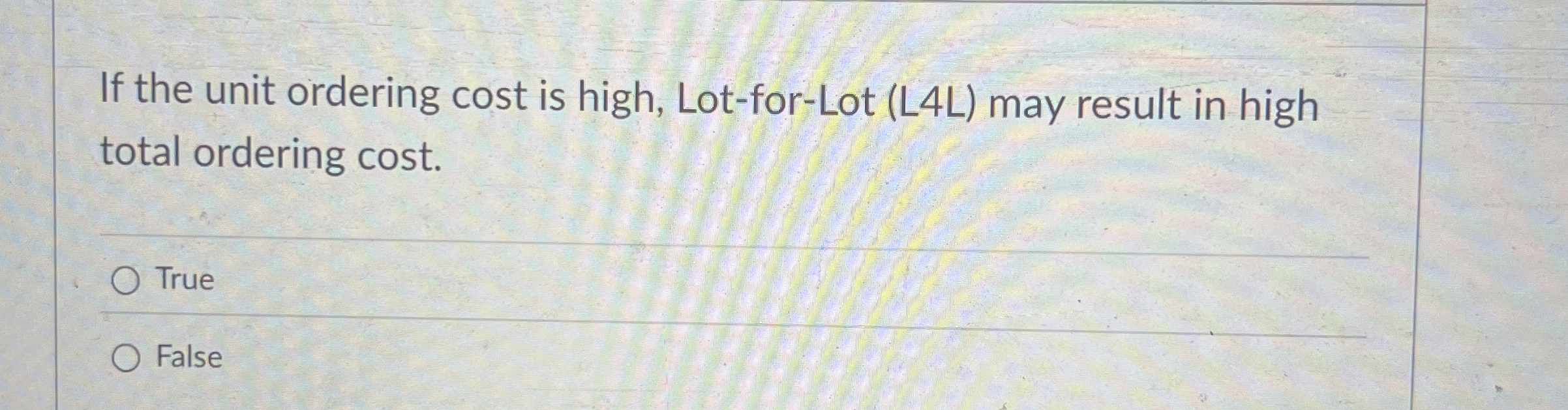 If the unit ordering cost is high, Lot - for -