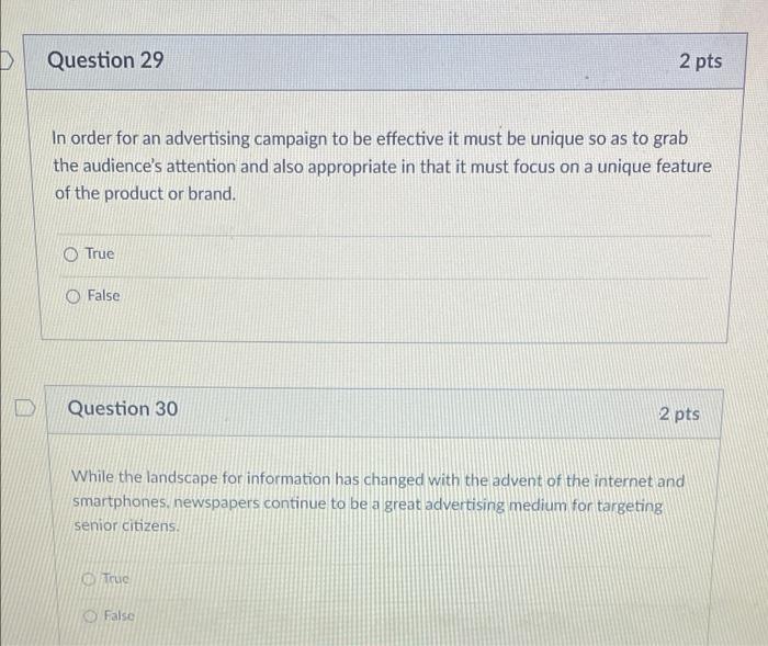 Answer Asap will thumbs up D Question 29 2 pts In