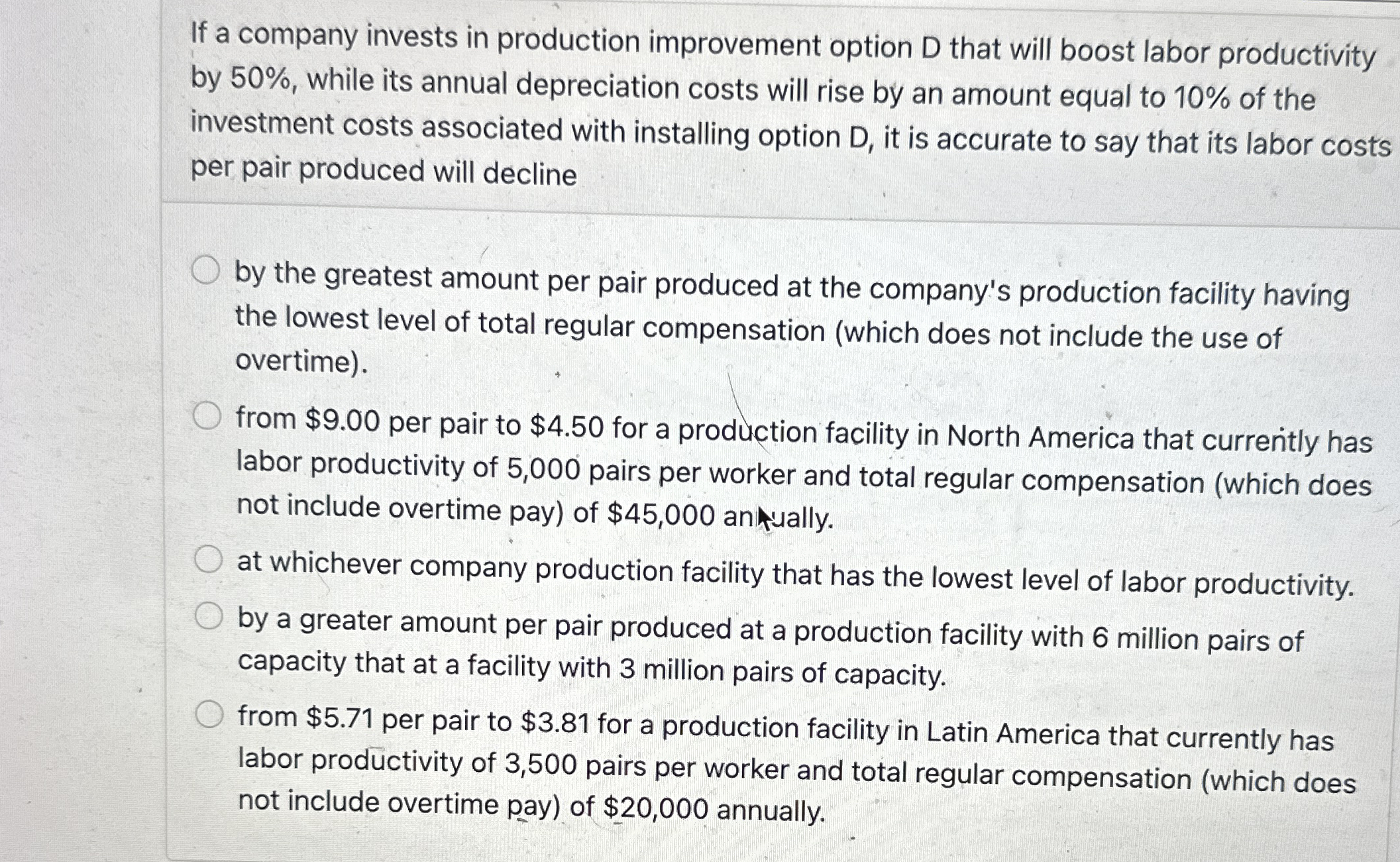 If a company invests in production improvement