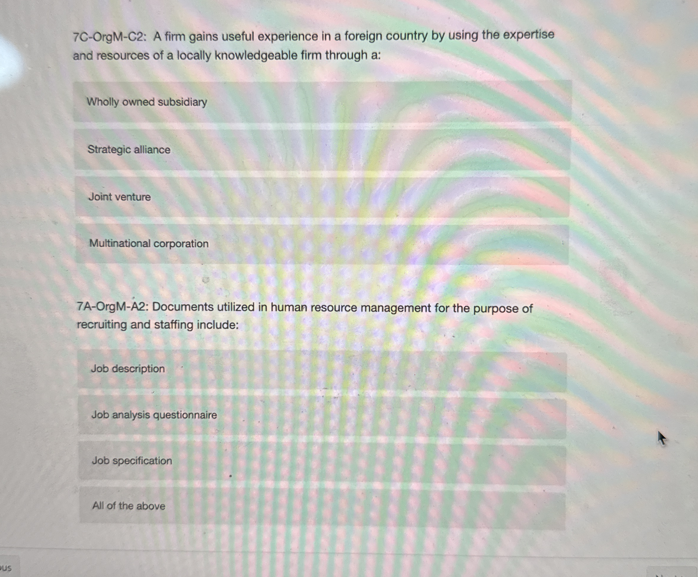 7 C - OrgM - C 2 : A firm gains useful experience