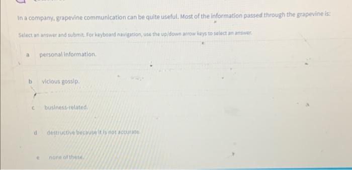 In a company, grapevine communication can be