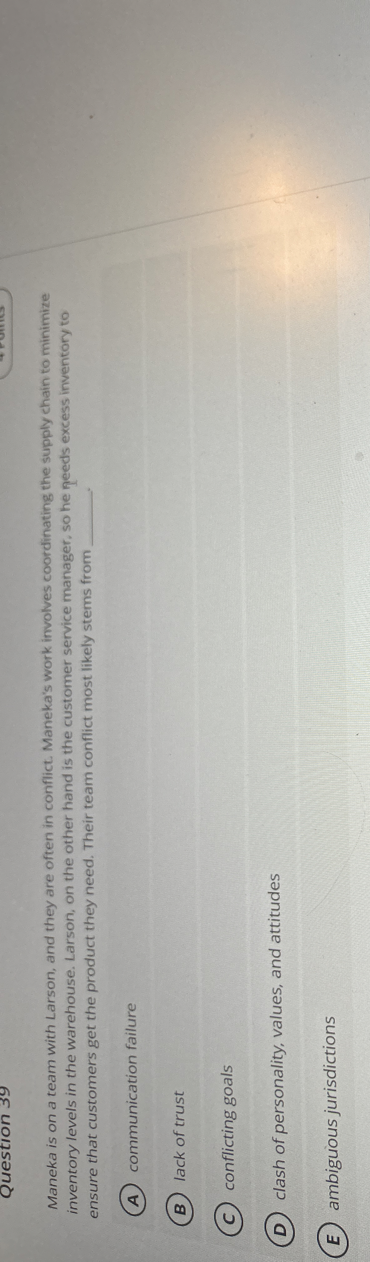 Question 3 9 Maneka is on a team with Larson, and