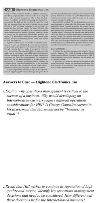 Case Study CASE: Hightone Electronics, Inc. to