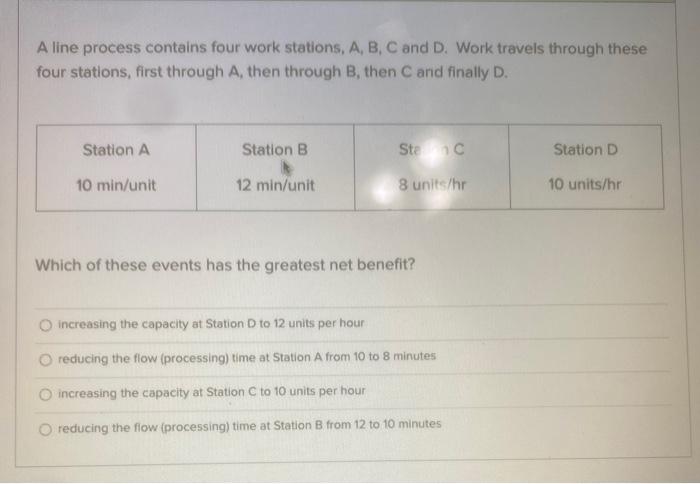 please help A line process contains four work