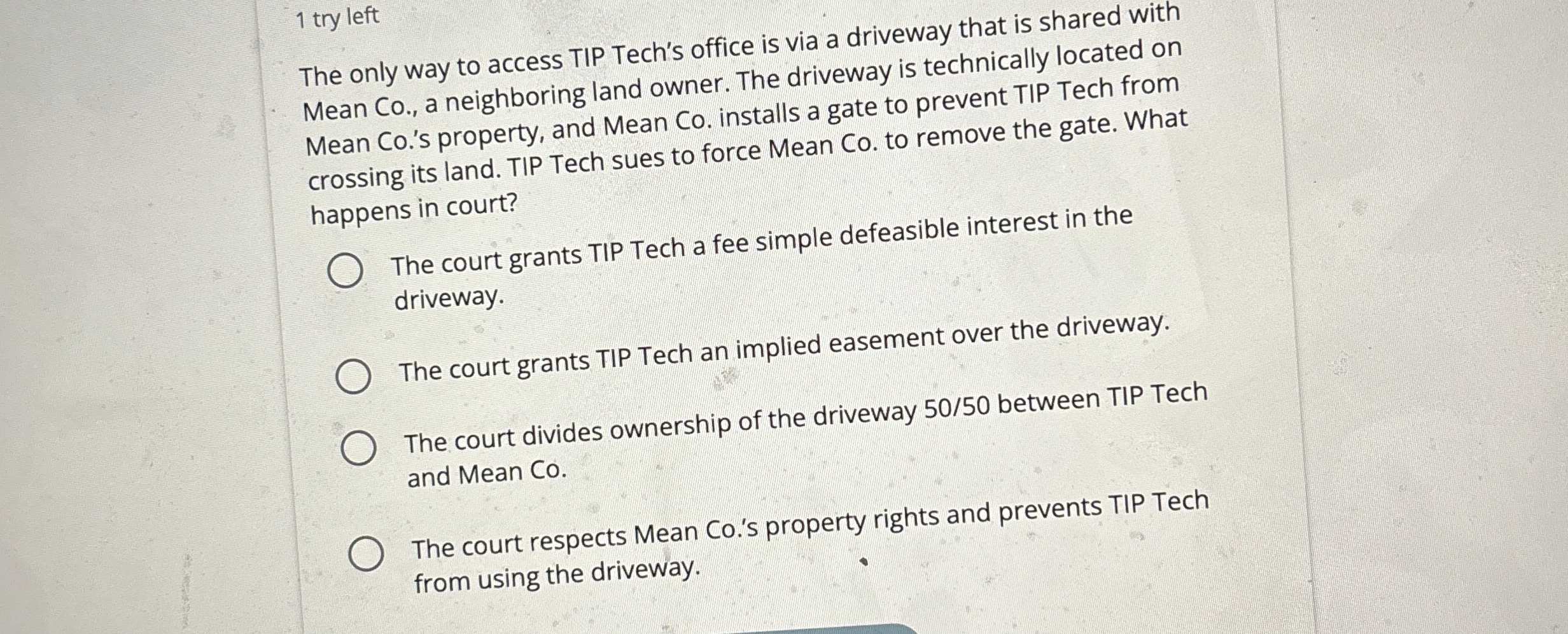 1 try left The only way to access TIP Tech's