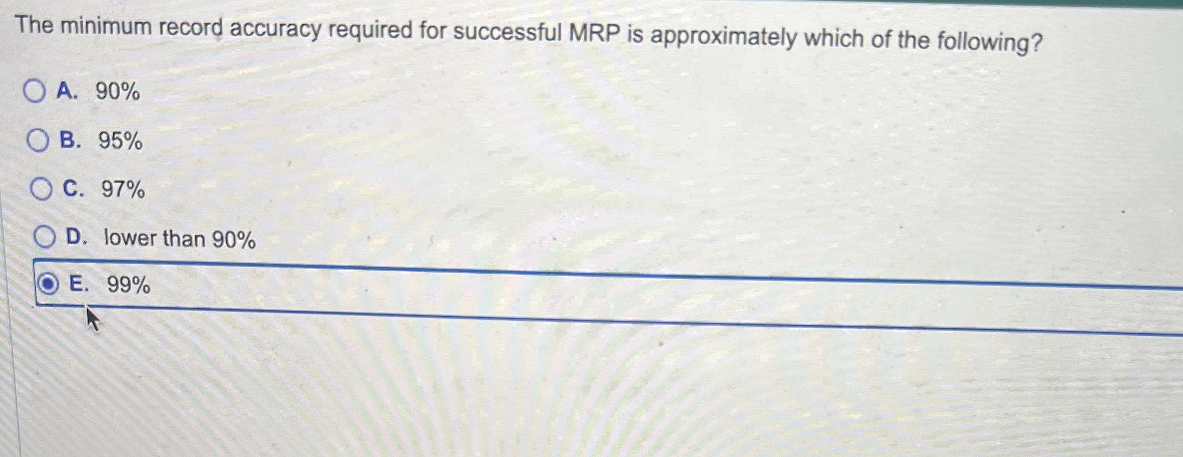 The minimum record accuracy required for