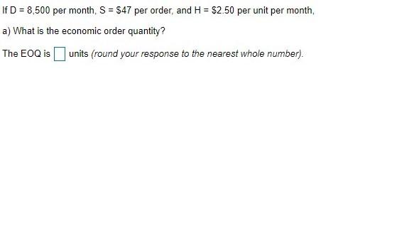 Question A: What is the Economic order quantity?