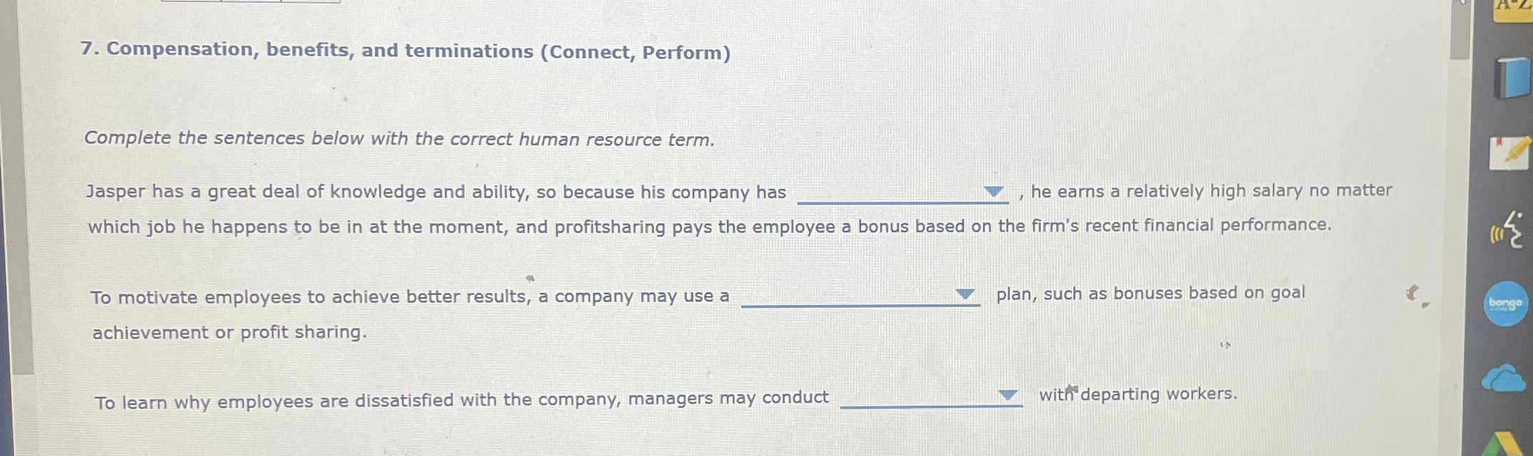 Compensation, benefits, and terminations (