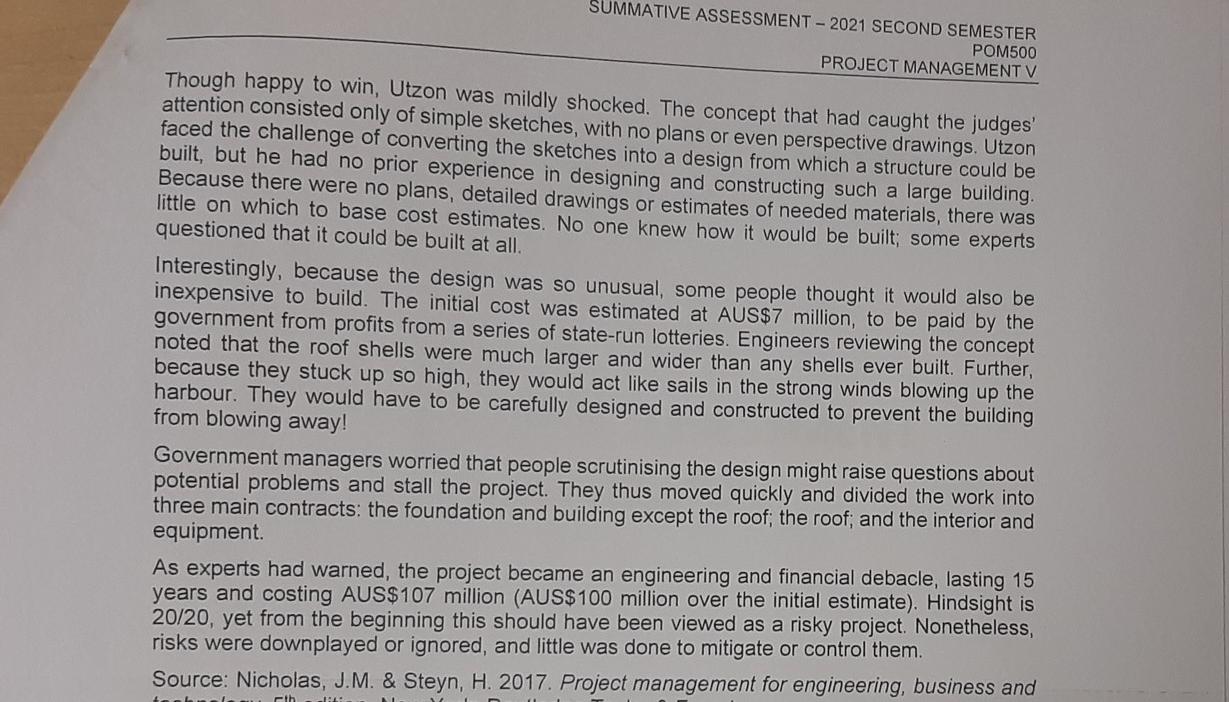 QUESTION 5 5.1 IDENTIFY AND ELABORATE ON THE